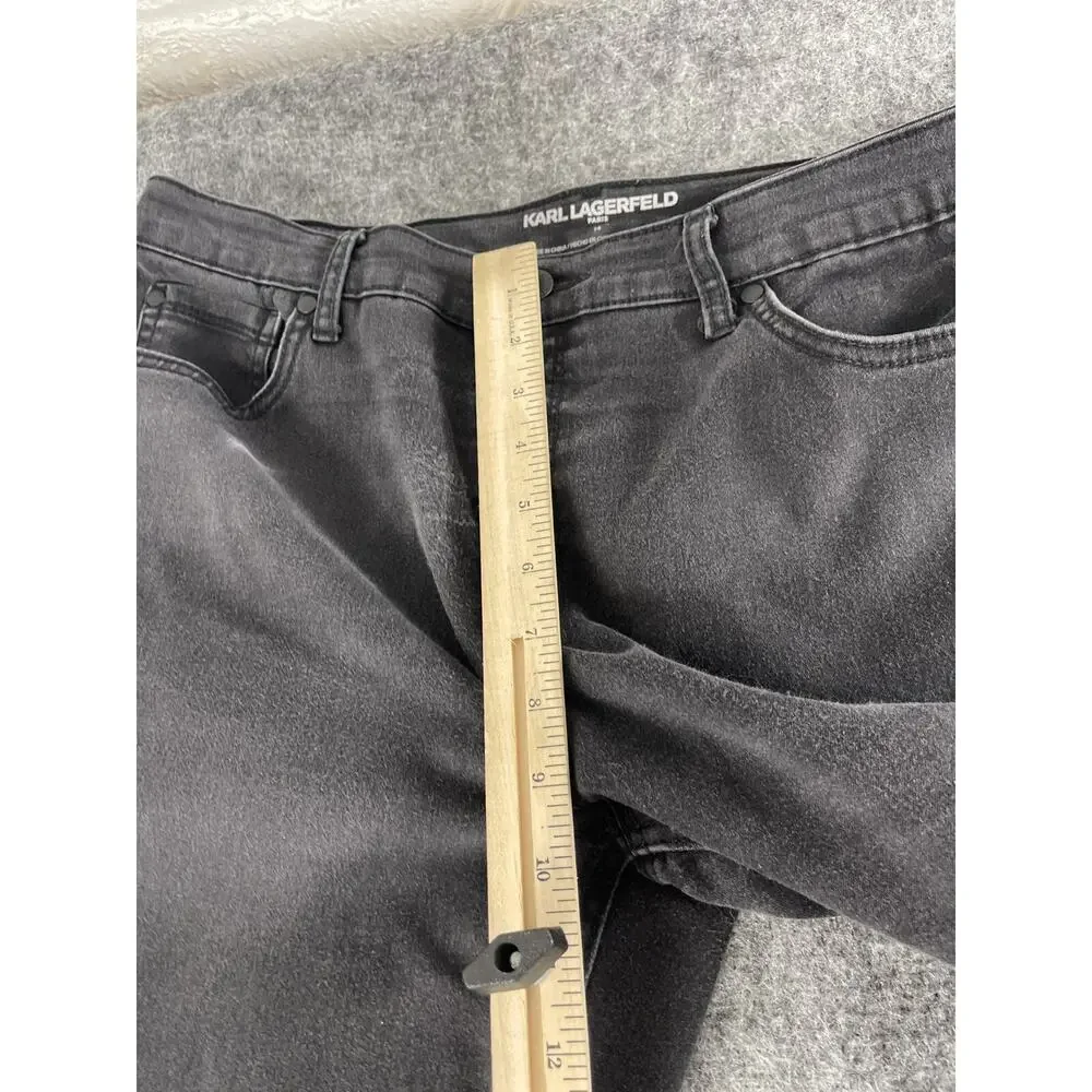Karl Lagerfeld Paris Jeans Women 14 Black Denim Pants Straight Leg N314
